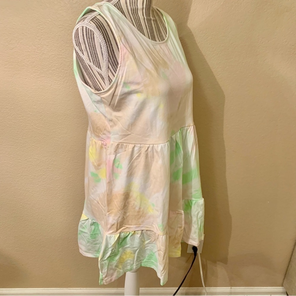 NWT Love, Fire Dress XL Jrs Pastel Green Pink TieDye Cotton Mini Sleeveless NEW - Picture 7 of 16